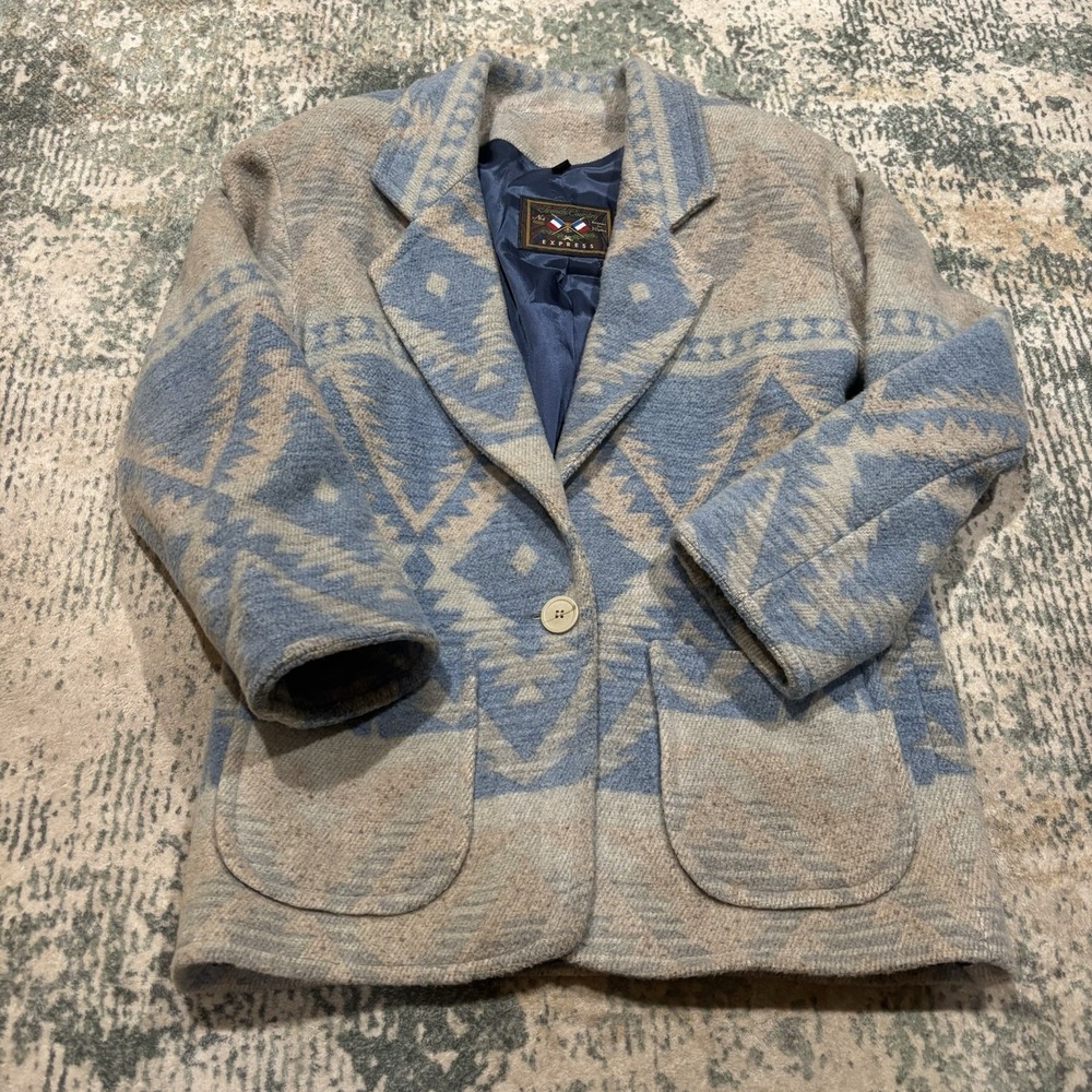 vintage 1990s "French Country Express" Southwestern Aztec wool Coat XS